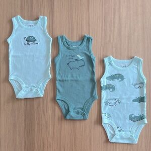 Carter’s, 3-pack animals baby onesies, size 0-3 months